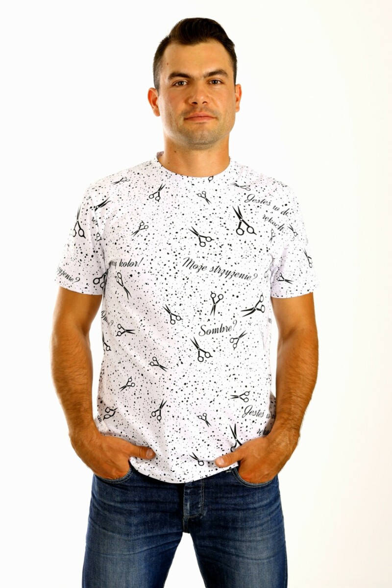 T-shirt branżowy Biały Nożyczki