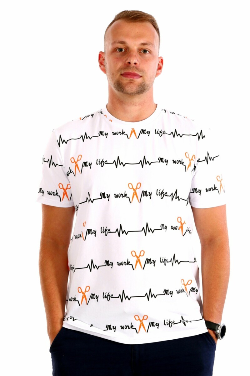 T-shirt Męski Linia życia Biały