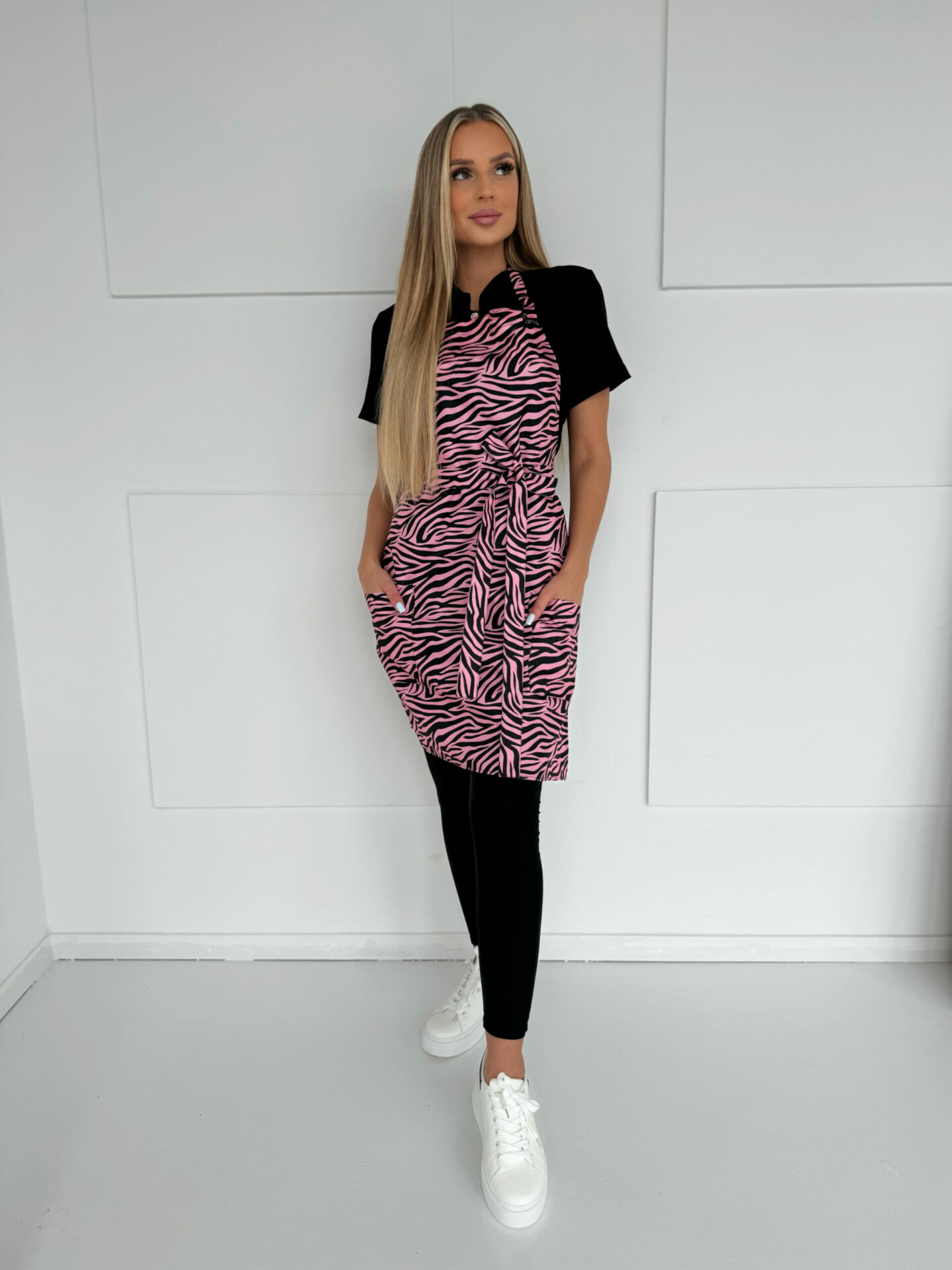 Fartuszek Klasyczny Zebra Pudrowy róż - obrazek 7