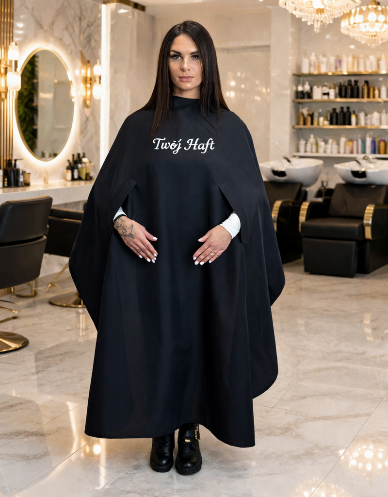 Peleryna Fryzjerska Długa  z Haftem Logo