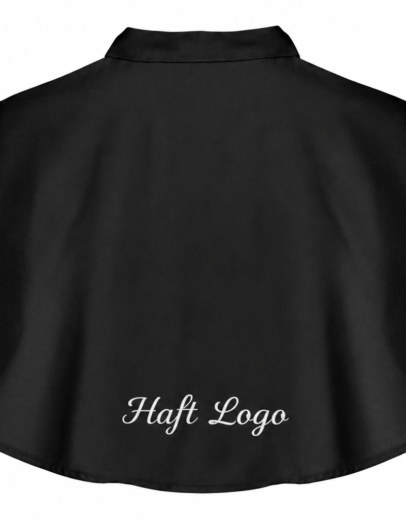 Krótka Peleryna Fryzjerska Basic Czarna z Haftem Logo