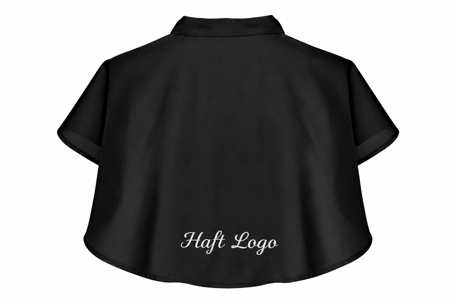 Krótka Peleryna Fryzjerska Basic Czarna z Haftem Logo